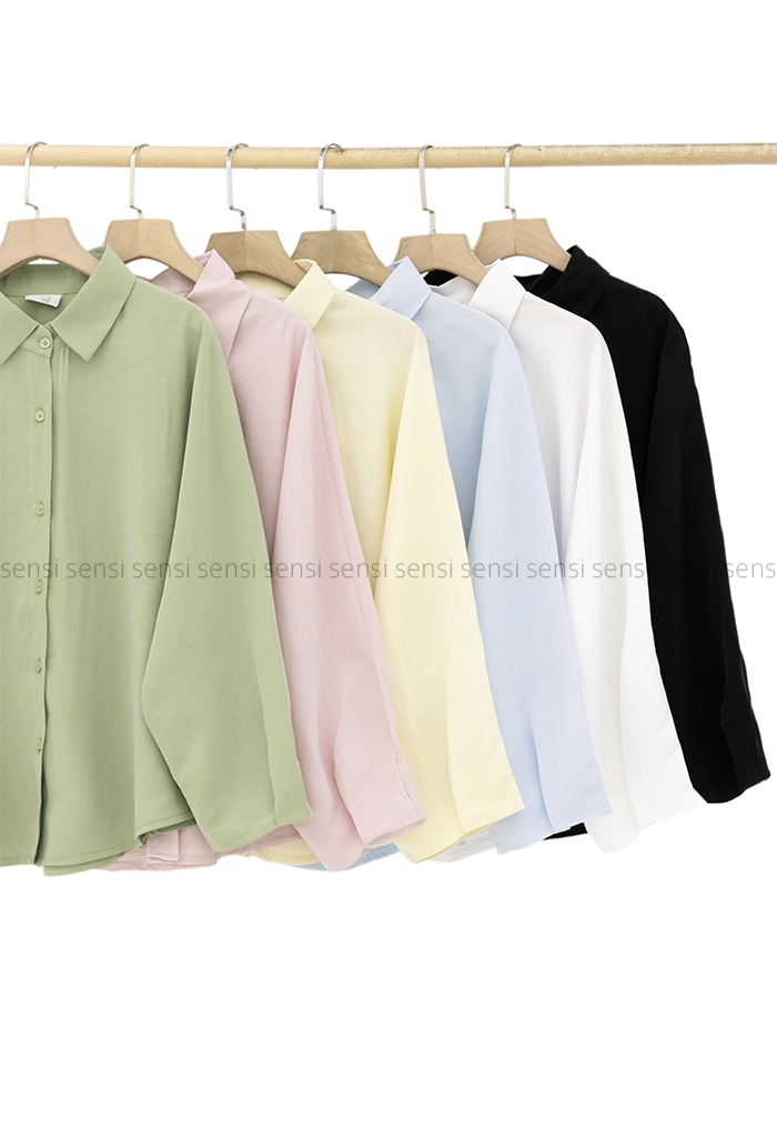 شومیز ساده رنگی آستین پیله کد1005281